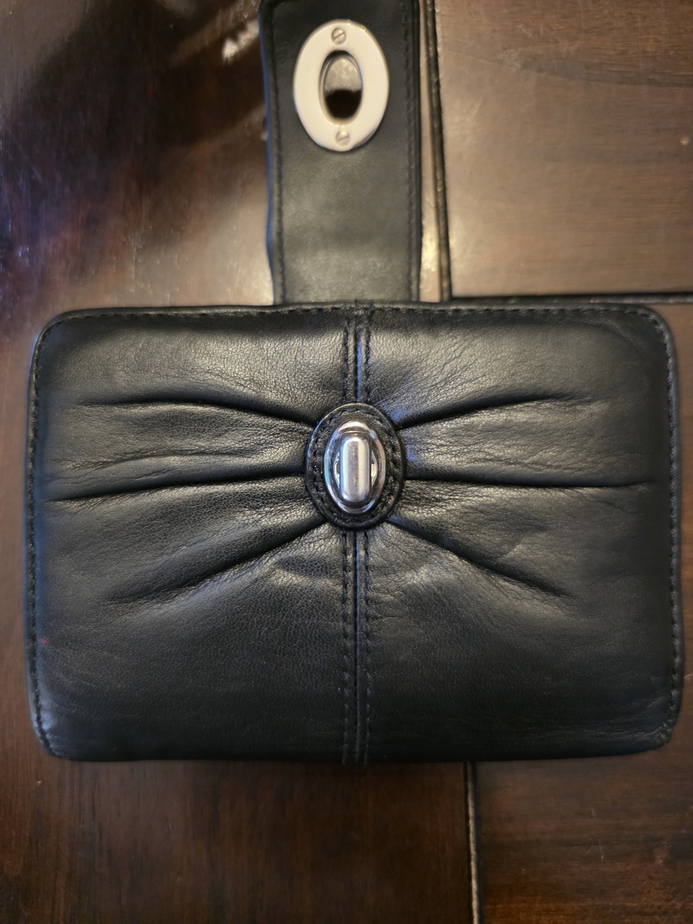 Coach Black Parker Leather Turnlock Compact Wallet - Picture 2 of 9